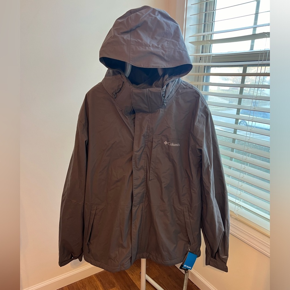 New Columbia Mens Omni-Tech grey hoodie coat sz XXL